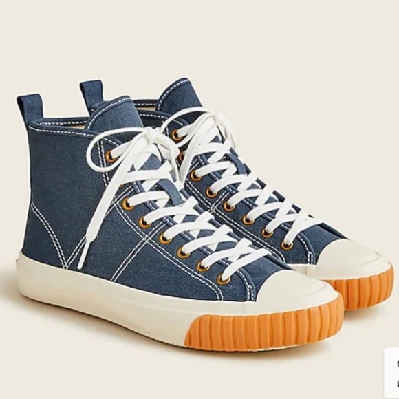 J. Crew Shoes - J. Crew High Top Lace Up Sneakers Midnight Ivory Women's Size 8 Blue White